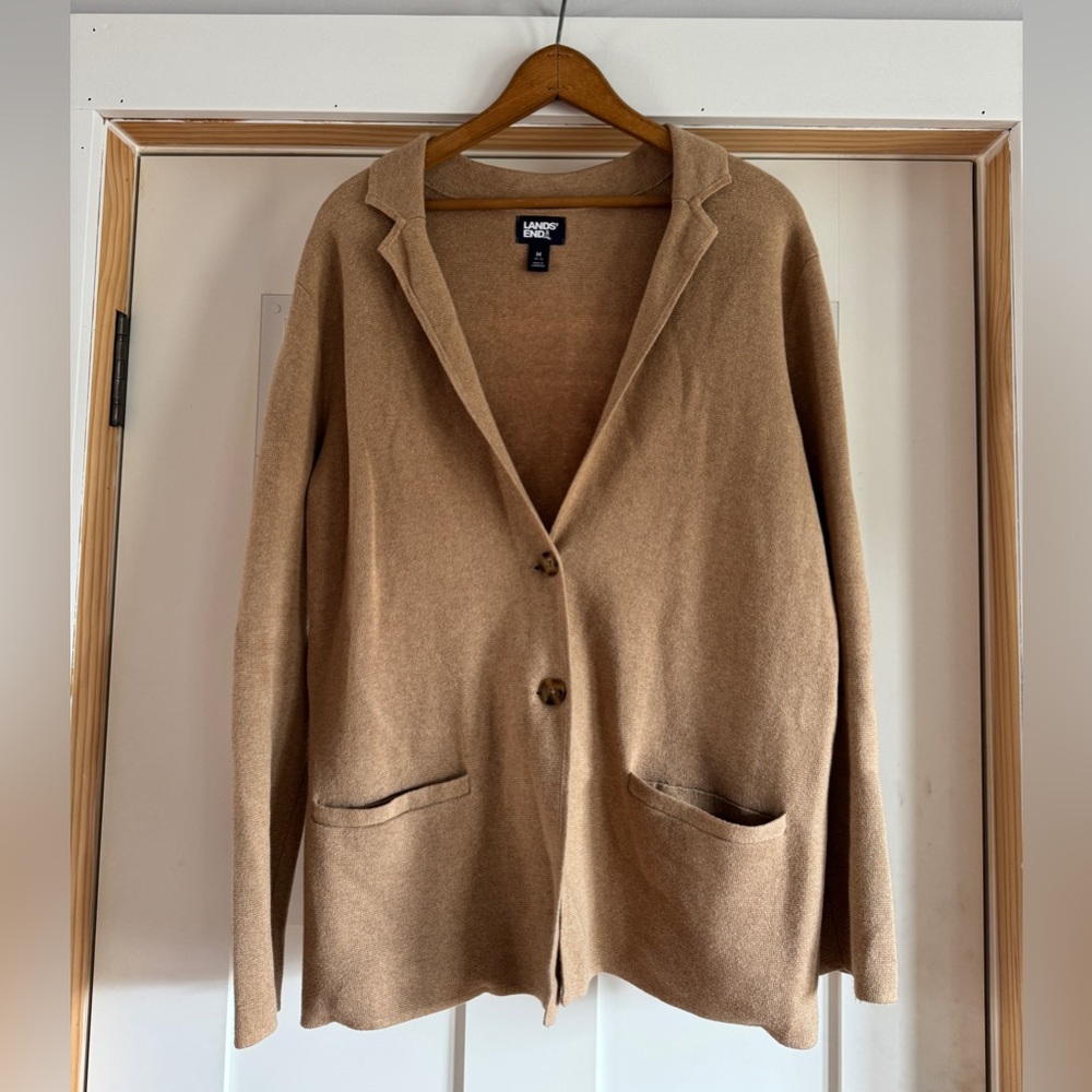 Women’s 100% Cotton Cardigan - Medium | Tan / Camel | Land’s End